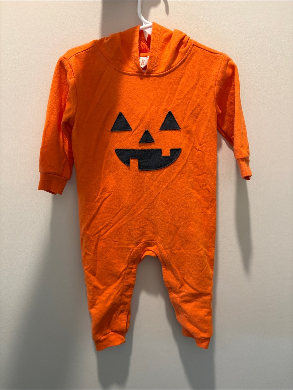 Cat & Jack Orange Pumpkin Face Hooded One-Piece